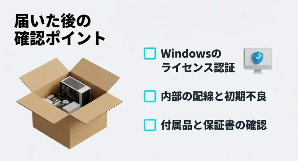 届いた後の確認ポイント